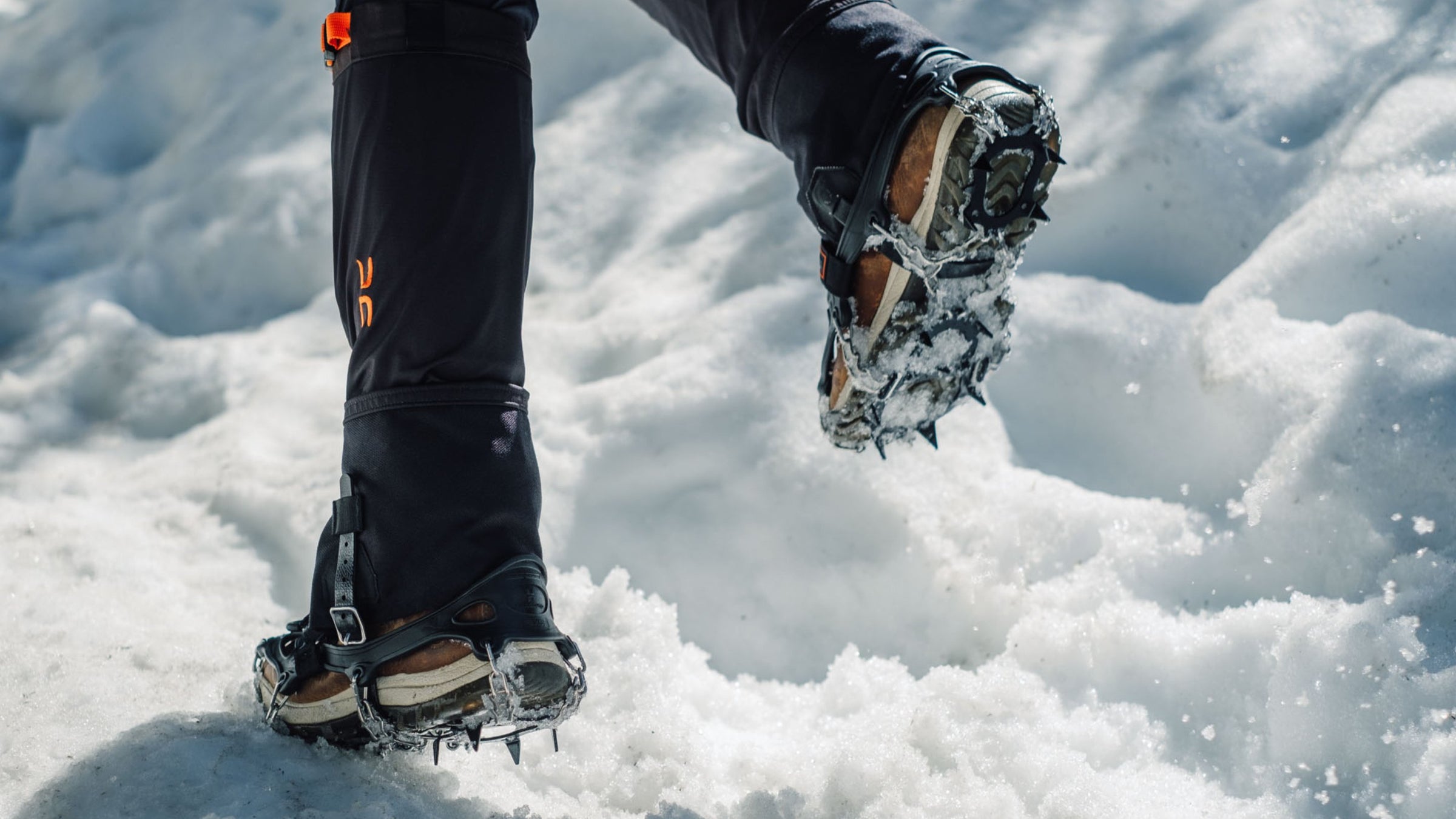 Crampons running in snow