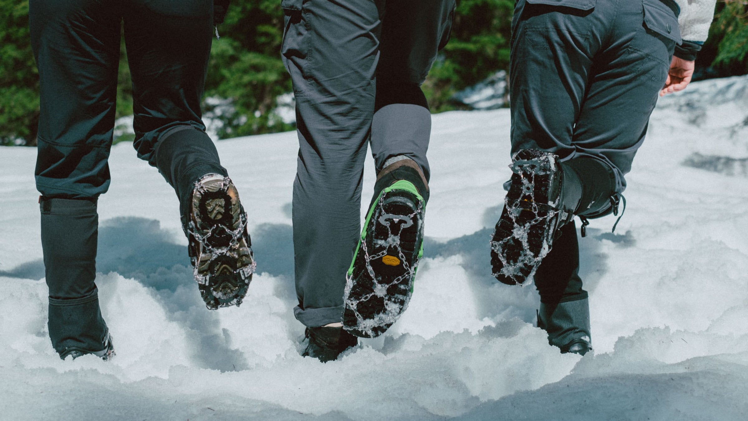 Crampons running in snow